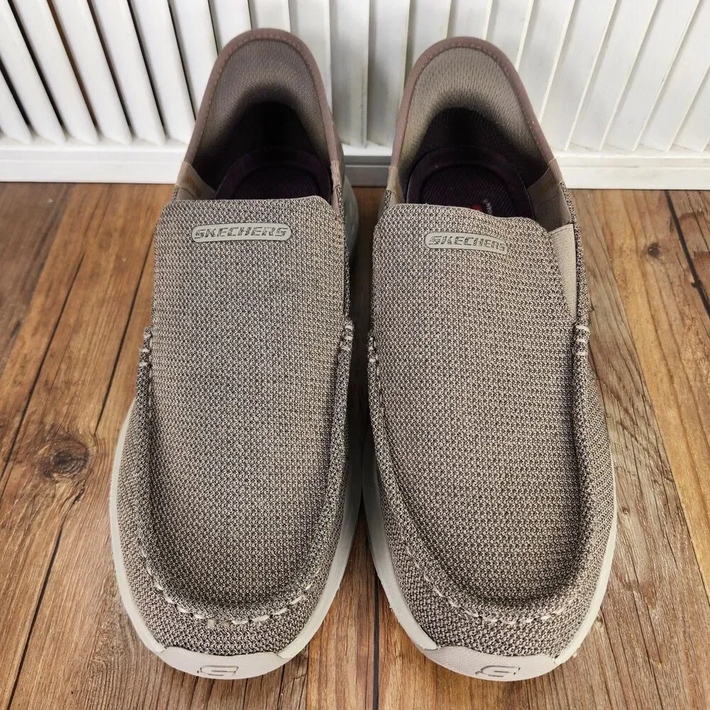 Skechers Parson Ralven Hands Free Slip-Ins Mens Sz 11 Taupe Moc Toe Shoes 204804